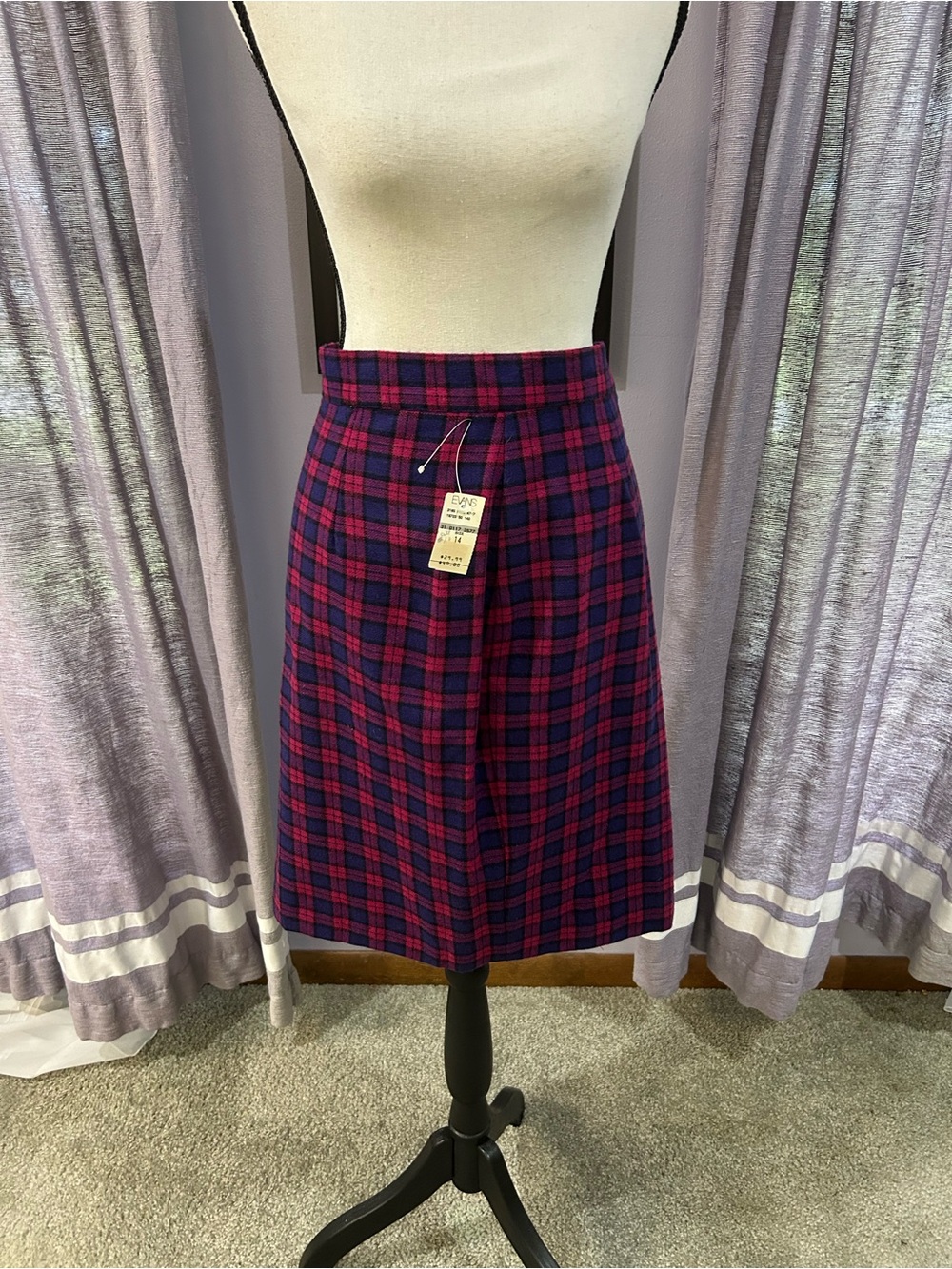 Vintage ML Sport Plaid Midi Skirt